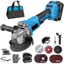 Seokiwi Esmeriladora Angular Inalámbrica, Amoladora Corte+pulidora - Azul - Ver 1