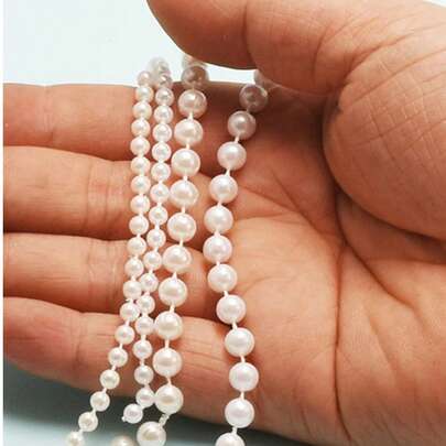 196.85 英寸 4/6/8/10 毫米仿白珍珠串珠花环仿珍珠亚克力珠塑料花环绳美丽优雅的白色亚克力珠串特别适用于婚礼派对生日珠宝配饰婚礼生日派对装饰