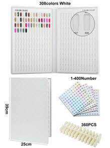 308/216/160/120 Marble Texture Professional Nail Art Display Book, DIY Nail Polish Color Chart Display Board, Includes Fake Nails Tools And Numbered Stickers, Premium Texture - Multicolor - View 27