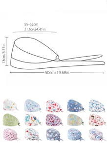 1pc Women's High Quality Polyester Material Digital Printed Heart, Floral, Animal Pattern Work Cap/Nurse Cap, Anti-Bacterial & Anti-Dust, Adjustable Drawstring Design, Suitable For Doctors, Nurses, And All Medical/Beauty/Veterinary Workers - Multicolor - View 2