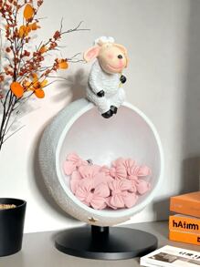 1pc Cute Resin Sheep Tray Desktop Decoration, Suitable For Office Desktop, Home And Holiday Decoration(Excluding Details Of Shooting Props, Please Refer To The Size Chart For Specific Physical Items)