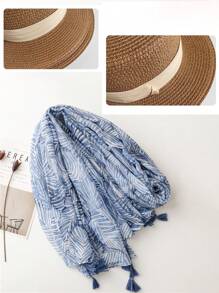 Women's Sun Protection Set Includes Flat Top Sun Protective Hat & Scarf, Suitable For Spring, Summer, Beach, Holiday, Photo Taking - Multicolor - View 6