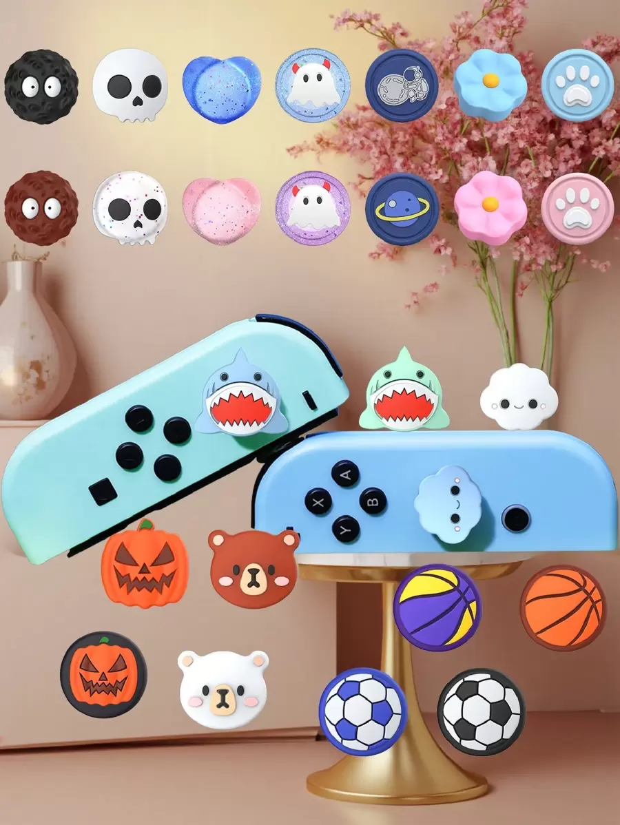 2 件/4 件硅胶操纵杆帽兼容 Switch Joy-Con 控制器，兼容 Switch/Switch OLED/Switch Lite，游戏配件 - 彩色 - 查看 1