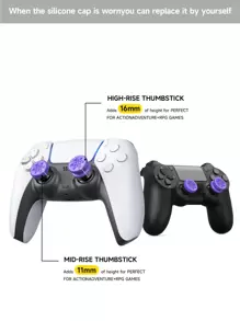 2 piezas Tapas de agarre para el pulgar de silicona, compatibles con el controlador /PlayStation5, accesorios de gamepad - Tapas para palanca de mando, Tapas de competición KTF para la palanca de mando de PlayStation5 Tapas protectoras antideslizantes, Tapas de botón FPS, Tapas de agarre para el pulgar del controlador de PlayStation5 para un mejor rendimiento, Regalo de Navidad / Regalo de Navidad / Año Nuevo 2026 - Multicolor - Ver 5