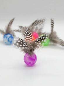 Interactive Cat Feather Ball Toys - 2025 New Elastic Bouncy Balls For Indoor Cats, Kitten Rolling Exercise Toys With Silicone Feathers, Fun Cat Toy For Play & Exercise - Multicolor - View 4