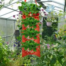 3pcs Hanging Planting Bags, 8/10 Holes, Reusable, Space-Saving, Transparent, Durable, Suitable For Potatoes, Vegetables, Strawberries (Green And Orange) - Green - View 9