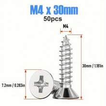 Tornillos autorroscantes de cabeza plana de acero inoxidable A2 M4 (4 mm), con cabezal Torx, para bisagras de gabinete, clavos, de alta resistencia y reforzados, adecuados para el hogar, trabajo en madera y proyectos de bricolaje