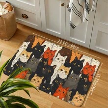 1pc Creative Cartoon Multicolor Cat Print Floor Mat, Soft Non-Slip Absorbent Machine Washable Rectangle Low Pile Rug, Suitable For Living Room, Bedroom, Kitchen, Laundry Room - Multicolor - View 5