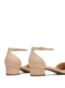 Women's Ankle Strap Low Heel Pumps Dress Shoes Pointed Toe Closed Toe Comfortable Casual D'Orsay Flats - 杏色 - 查看 5