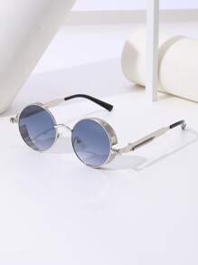 1 件女式全框圆形眼镜时尚男士金属框架眼镜弹簧装饰腿别致绿色眼镜奢华复古蒸汽朋克眼镜适合旅行和街头佩戴时尚眼镜海滩 - 彩色 - 查看 4