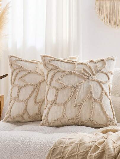 SHEIN X Milania 1pc, Nordic Ins Style Embroidered Throw Pillow Sofa Bed Head Cushion Waist Pillow Tufted Tassel Bay Window Futon Throw Pillow 45 * 45cm