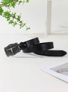 1 buc Curea versatilă Western Cowboy cu imprimeu în relief, casual Boho, din piele PU, cu ținte, la modă, casual, versatilă, elegantă pentru tineret, potrivită pentru toate anotimpurile, vară, școală, afaceri, iubit, soț, tată, tată, bărbați, cadou, purtare zilnică, modă, adolescenți, activități în aer liber, vacanță, atletic, călătorii, stradă, Boho, vintage