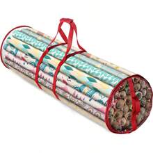 1pc Gift Storage Bag, Christmas Wrapping Paper Storage Bag With Christmas Accessories, Useful Pocket Can Hold 24 Rolls, Bottom Can Store Holiday Decorations, Large Capacity Storage Box, For Mother's Day, Bridesmaid Gifts, Graduation Gifts, Birthday Gifts, Wedding Gifts, Birthday, Bride, Wedding