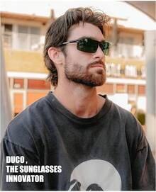 DUCO Mens Sports Polarized  UV Protection  For Men 8177s - Black Frame Green Lens - View 2