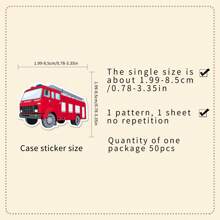 50Pcs Fire Truck Stickers Fire Truck Gifts Firefighter Stickers Fire Truck Party Favors Vehicle Stickers Transportation Stickers Vinyl Waterproof Stickers For Water Bottle,Computer,Laptop,Phone,Luggage,Notebook,Fridge - Multicolor - View 3