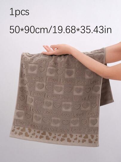 QIBHI 1/2/3/9pcs Optional, Pure Cotton Jacquard Heart Love, 1pc Bathroom Towel/Or 1pc Bath Towel 100% Cotton Terry Fabric, Cozy Couple Towel/Bath Towel For Home, Party, Valentine's Day Gift, Absorbent And Soft, Home Decor, Suitable For Bathroom, Back To School, Home Essentials Towel/Bath Towel