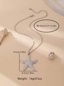Tropiscape 1 pieza Collar con colgante de estrella de mar de moda, estilo europeo y americano, vibraciones de vacaciones, relajación en la playa, otoño, Navidad, invierno, regalos de Navidad
