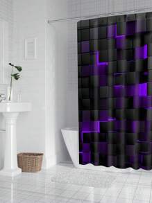 1pc, Deep Blue Geometric Pattern Printed, Plant Element Waterproof Shower Curtain Tapestry Wall Decor Curtain, With 12 Hooks Waterproof Polyester Fabric Shower Curtain, Bathroom Tub Divider, Modern Home Bathroom Decor, Waterproof Polyester Fabric, Machine Washable, Eyelet Top, Unlined Woven Shower Curtain, Suitable For Hotel Apartment Bathroom Decor, Home Decor Bathroom Accessory, Great As Gift, 35inX70in, 47inX70in, 59inX70in, 70inX70in