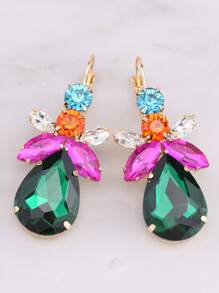 Elegant Geometric Rhinestone Drop Earrings, Stainless Steel Post, Copper Base, Sexy Clip-On Dangle Earrings For Women, Party And Banquet Accessory, All-Season Fashion Jewelry - Style 1 - View 9