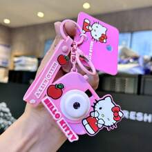 Sanrio 1 stuk officieel gelicentieerde Sanrio sleutelhangers, beeldjes, Kuromi projectielichtcamera, cartoon pluche tas, nieuw cadeau