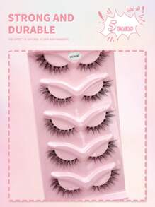 ENCHUW 5 par rzęs Fox Eye, rzęsy Cat Eye z przezroczystym paskiem, wydłużone rzęsy Winged End, puszyste, miękkie, naturalne, długie, sztuczne rzęsy z norek