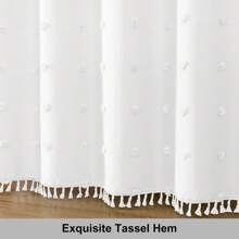 1pc White Shaggy Tasseled Shower Curtain, Simple 3D Floral Cut Out Waterproof Polyester Bathroom Curtain, Comes With Hooks Home Bathroom Decor Fall Decor Bathroom Accessories Back To School - White - View 8