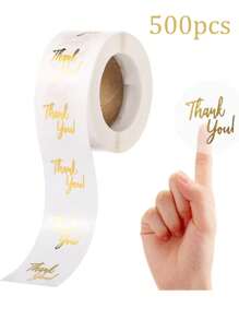 500 张/卷透明铝箔感谢贴纸、面包店和礼品盒信封标签自粘贴纸