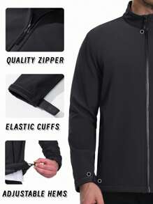 Cotrasen Men's Casual Jacket Fleece Lined Warm Winter Jacket Coat Waterproof Standing Collar Jacket Outdoor Activities Workwear - Black - View 5