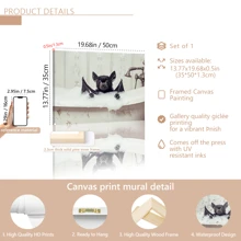 1pc Canvas Animal Painting, Indoor Wall Art Decor, Bats With Shower Foam In Bathtub Prints, Suitable For Cafe, Office, Living Room, Bathroom, Dining Room, Dormitory Or Kitchen Decoration Gifts Birthday Graduation