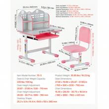 Children's Study Chair And Desk Set, Children's Study Desk And Chair With Bookshelf And Storage Drawer, Children's Study Desk And Chair With Adjustable Height, 0-40° Tilting Tabletop Desk And Chair, Children's Study Desk, Suitable For Bedroom And Study Room, Pink, Blue - Bàn ghế học tập cho trẻ em có thể điều chỉnh độ cao, bàn học cho trẻ em, màu hồng - Xem 7