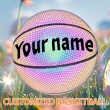 1 Pc Customized Personalized Engraved Gift - Custom Name/Logo/Signature, 7# Basketball With Reflective Design, Home Decor Gift For Christmas, Birthday Gift For Boyfriend/Girlfriend, Anniversary Pet Memorial, Wedding Gift, Valentine's Day, Personalized Premium Art Gift, Party Favor - Black Reflective Basketball - View 1