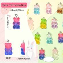 10/30/60pcs Multi-Color Resin Animal Bear Ombre Pendant, Candy Shaped Pendant Charm For DIY Bracelets Necklaces Earrings Keychains Jewelry Making - Bear - View 4