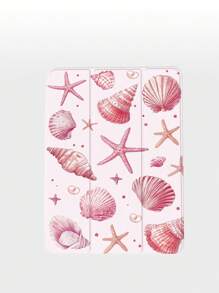 Summer Phone Case 1pc Ocean Elements & Pink Star Pattern Flat Tablet Protective Case, Compatible With IPad 10.2", IPad Pro 2021/2020, IPad 9th/10th Gen, Galaxy Tab A8 10.5" 2022, Matepad 10.4"/Tab, Anti-Drop, With Pen Slot, Support Sleep/Wake
