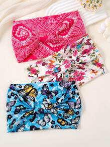 3 pièces/1 pièce Bandeau élastique à nœud de style bohème, bandeau de sport imprimé large, doux et respirant pour femmes et adolescentes, tenue décontractée et sportive, accessoires cheveux, turban, bandeau de transpiration, serre-tête