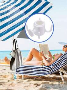 Ganchos para paraguas para patios al aire libre y playa, con 4 puntas para colgar paraguas, gancho de plástico para colgar paraguas, toallas, sombreros, ropa, cámaras, gafas de sol y bolsas, ideal para la playa y acampadas - Multicolor - Ver 5