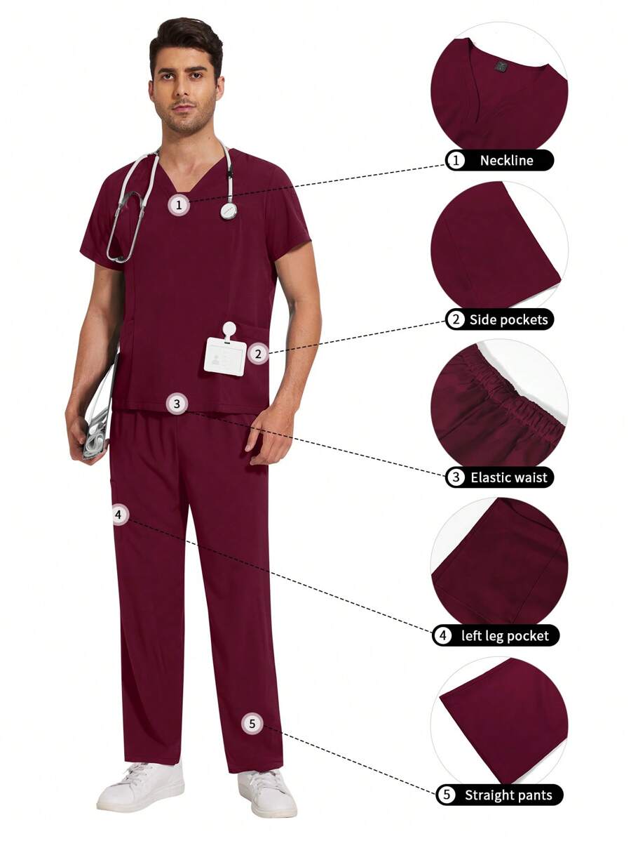 Uniformes quirúrgicos para hombres, conjuntos de ropa de enfermería (Parte superior + Pantalones), uniformes de enfermería, ropa de trabajo para salón de belleza, uniformes hospitalarios