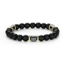 1pc Minimalist Sports Style Black Agate Beaded Handmade Bracelet For Men, Party Gift & Daily Wear - Multicolor - View 3
