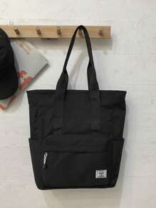 休闲男士多功能大容量手提包，用途广泛，可手提/单肩背，适合大学生、学生、教师等作为书包、购物袋、返校用品包、带拉链的托特包、书包、教师包、大容量托特包、旅行必备大容量包、旅行包、笔记本电脑包、沙滩周末包、书包、大学沙滩包、笔记本电脑包 - 黑色 - 查看 6