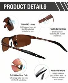 DUCO Mens Sports Polarized  UV Protection  For Men 8177s - Brown Frame Brown Lens - View 4
