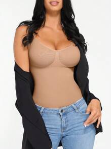 FeelinGirl Womens Tank Top Shapewear Tummy Control Tops Slimming Cami Tank Seamless Compression V Neck Camisole - 駝色 - 查看 1