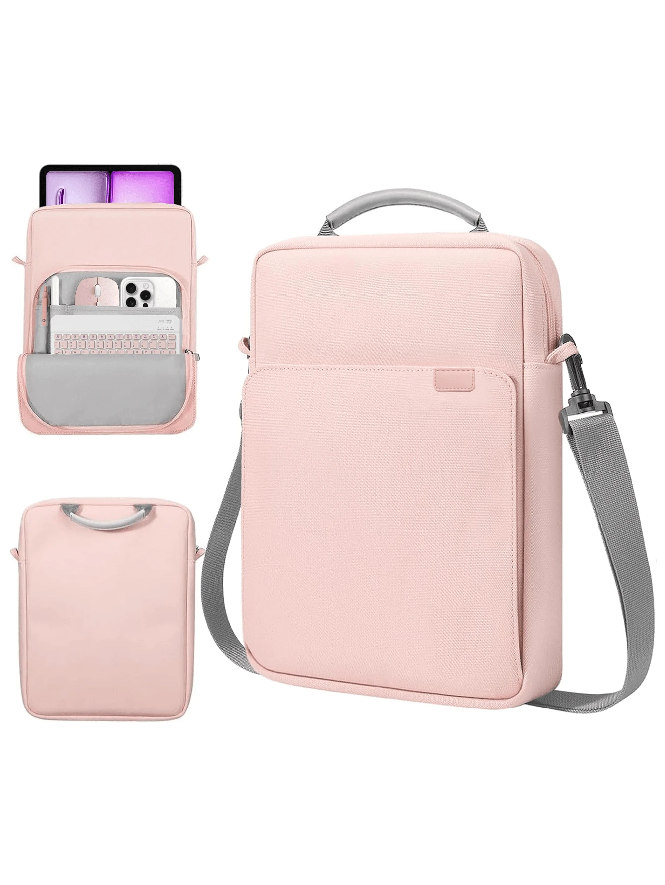 Tablet Sleeve Bag Carrying Case With Storage Pockets Fits New 11-Inch IPad Pro M4/IPad Air M2 2024, IPad Air 5/4 10.9, IPad Pro 11, IPad 10/9/8th 10.9/10.2, Tab S8/S9 11, Pink - 粉色 - 查看 1