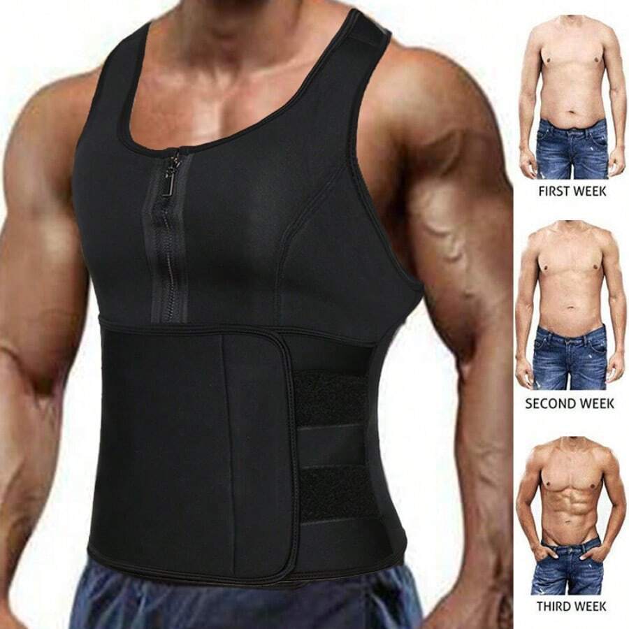 Men Neoprene Waist Trainer Sauna Suit Shirt Gym & Exercise Compression Vest Sweat-Boosting Workout Tank Top Trimmer Body Shaper