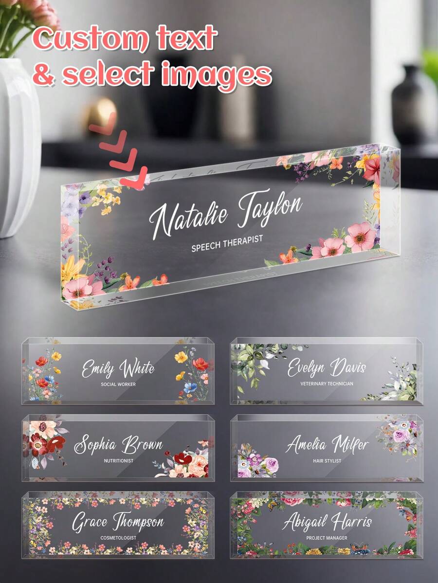 Placa de mesa personalizada, placa de acrílico para mesa, placa de acrílico para professor, placa de acrílico personalizada com nome, decoração de escritório, presente personalizado para mesa (aniversário, formatura), multifuncional, antimofo, decorativa, reutilizável, requintada, moderna, de alta qualidade, colorida, personalizada, exclusiva, presente ideal para ele, decoração para sala de estar, estilo escandinavo, presente para professor - Multicolorido - Ver 1