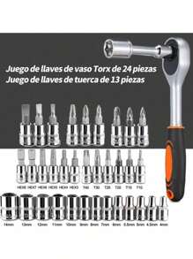 Uclub Juego de llaves de trinquete de 1/4 de pulgada de 46 piezas con juego de dados con puntas métricas y barra de extensión para reparación de automóviles y uso doméstico, con estuche de almacenamiento