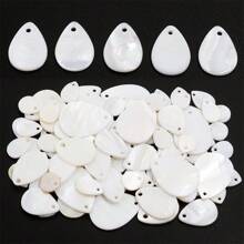 5/10/30pcs/Pack Natural Teardrop Shaped Shell Pendant, White Color Shell Material With Hole, For Clothing, Hair Decoration, Natural Style Accessories
