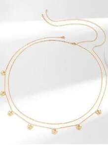 1 pieza Cadena de cintura con mariposa de doble capa elegante con flecos, joyería sexy de playa para el verano, estilo de Europa y América