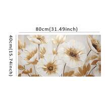 1 件复古纹理白金花朵印刷帆布画，简约大气的白色和金色花朵植物海报墙艺术，适用于客厅卧室装饰，无框架