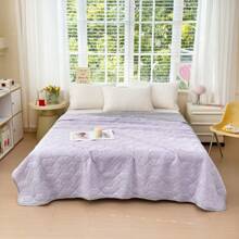 1pc Cooling Silk Summer Quilt Ice Cream Solid Color, Air Conditioning Blanket, Suitable For Use In Air-Conditioned Rooms, Dorms, Bedrooms, Bedding Decor, Holiday Gift - Purple Gray - View 3