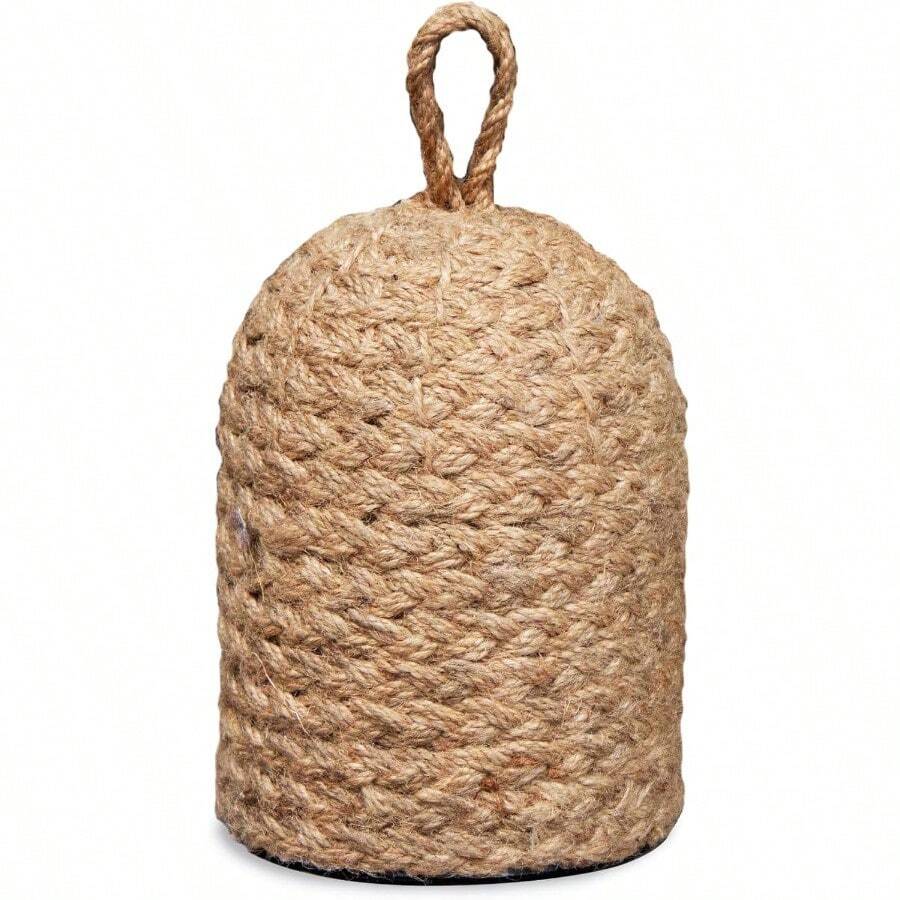 Natural Wicker Door Stopper With Handle Decorative Door Stop Heavy Indoor Doorstop Rustic Farmhouse Blocker Jammer 5.1''D X 7.5''H Jute - 自然1 - 查看 1