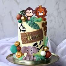 LaVenty Jungle Gender Reveal Cake Decoration Jungle Animals Cake Decoration Wild One Cake Decoration Two Wild Cake Topper Giraffe Monkey Cake Topper - Multicolor - View 2